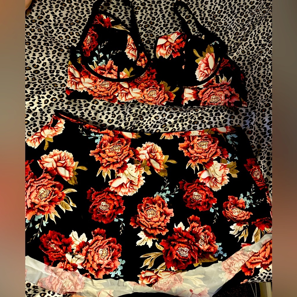 Torrid floral two piece bathing suit